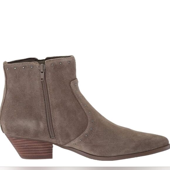 Marc Fisher Booties Women's Size 7 Taupe Brown Suede Studded Ankle Boots Western - Picture 3 of 14